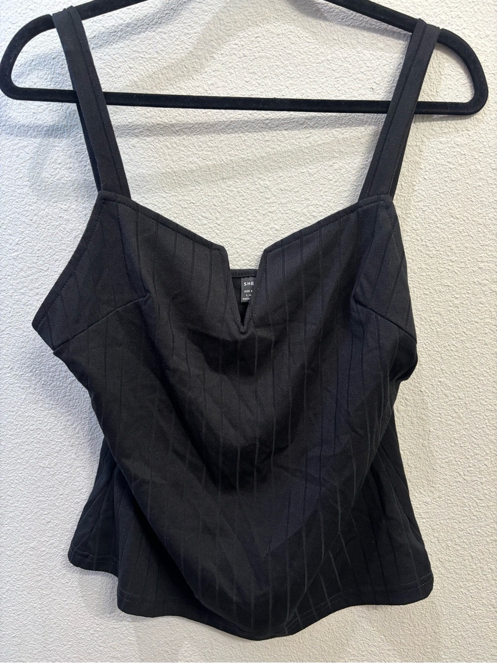 SHEIN Black V-Notch Ribbed Cami Tank